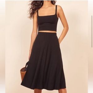 Reformation Molly ribbed midi skirt with pockets size small